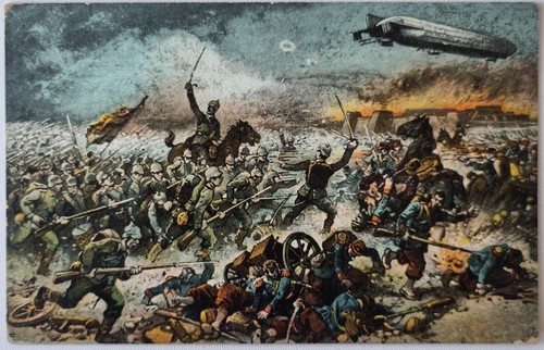 Zeppelin postcard litho - litho?,