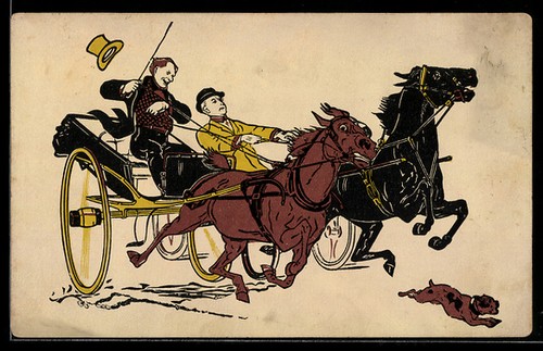 Postcard two riders single - two,
